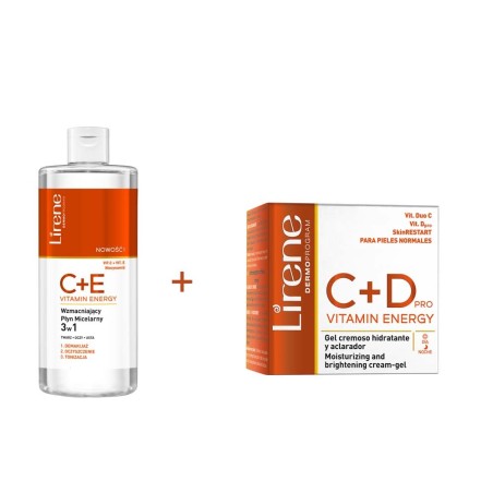 LIRENE PACK C+D  GEL-CRÈME HYDRATANT ET ÉCLAIRCISSANT - NORMALE À MIXTE 50ML + C+E EAU MICELLAIRE 3 EN 1 400 ML