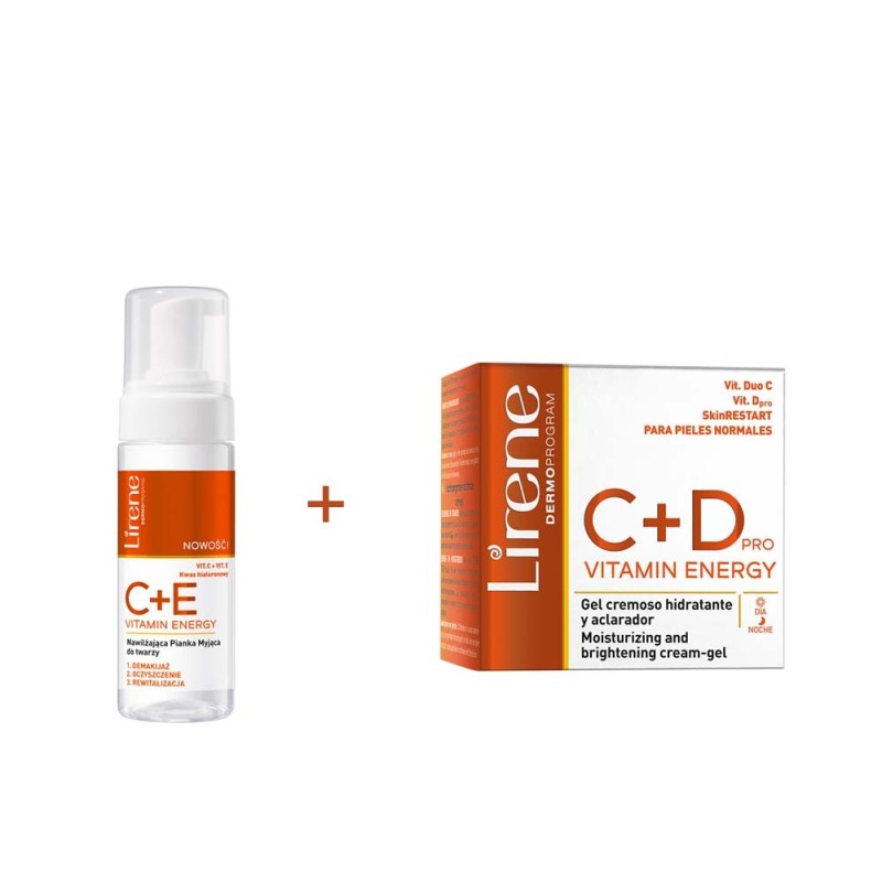 LIRENE PACK C+D  GEL-CRÈME HYDRATANT ET ÉCLAIRCISSANT - NORMALE À MIXTE 50ML + C+E MOUSSE LAVANTE TONIFIANTE 150ML