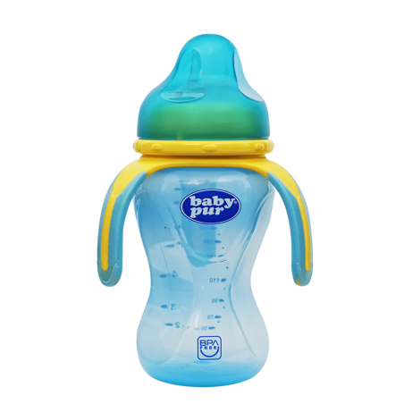 BABY PUR BIBERON TRIPLE ANSE 240ML 6MOIS+ bleu