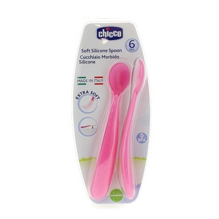 CHICCO MA PREMIÈRE CUILLÈRE SOUPLE BOUT SILICONE – 6M+ ROSE