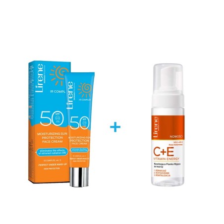 LIRENE ÉCRAN SOLAIRE VISAGE 40 ML + MOUSSE NETTOYANTE C+E