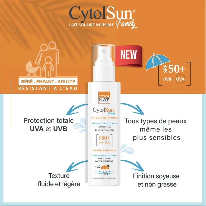 CYTOLNAT CYTOLSUN LAIT SOLAIRE INVISIBLE FAMILY 200ML