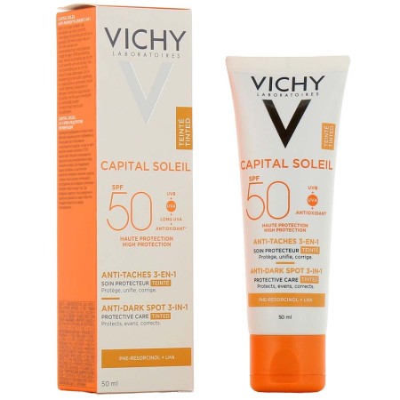 VICHY CAPITAL SOLEIL SOIN ANTI TACHES TEINTEE 3EN1 SPF50+, 50ML