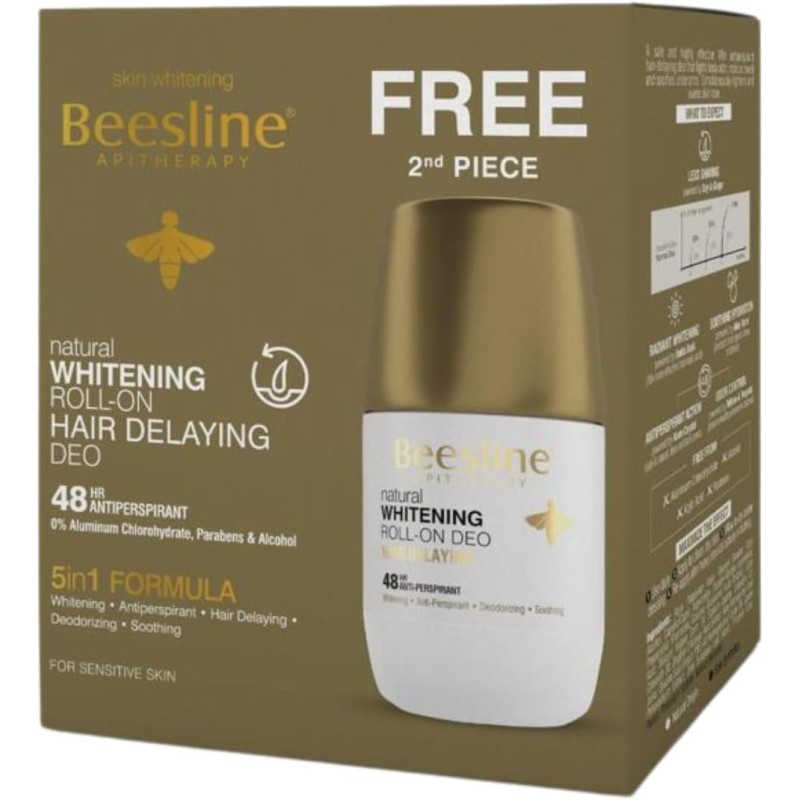 BEESLINE ROLL-ON DEO ECLAIRCISSANT ANTI REPOUSSE 5 EN 1 50ML 1+1 gratuit