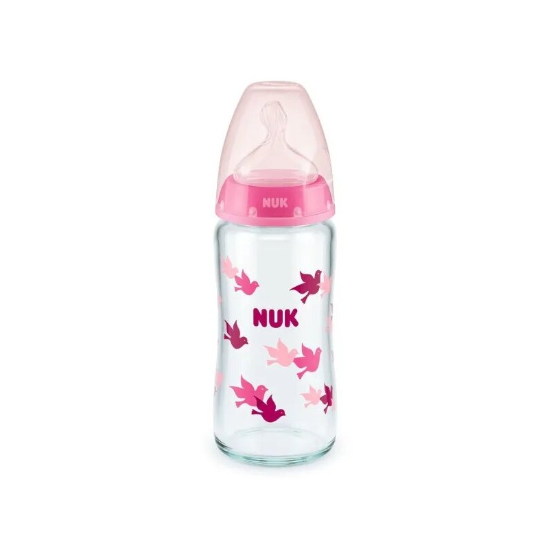 NUK FIRST CHOICE+ Biberon Temperature Control en Verre Rose 240ml