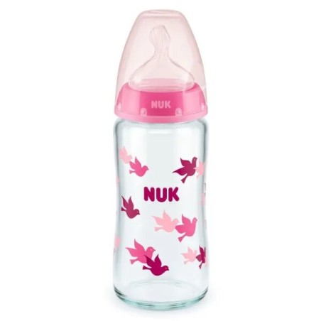 NUK FIRST CHOICE+ Biberon Temperature Control en Verre Rose 240ml