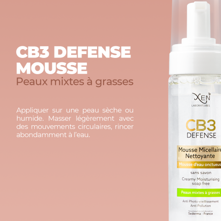 XEN CB3 DEFENSE MOUSSE MICELLAIRE NETTOYANTE PEAUX MIXTES A GRASSE