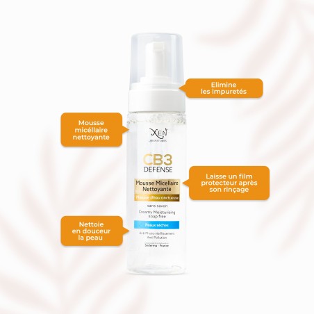 XEN CB3 DEFENSE mousse micellaire nettoyant peaux normales a sèche 200ml