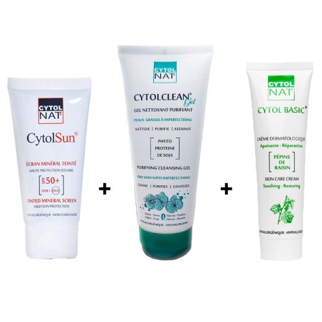 Pack CytolNat - Gel nettoyant CytolClean 175 ml + Ecran Minéral teinté + cytol basic 50 ML