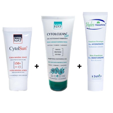 Pack CytolNat - Gel nettoyant CytolClean 175 ml + Ecran Minéral teinté + Hydra vaseline 100ml