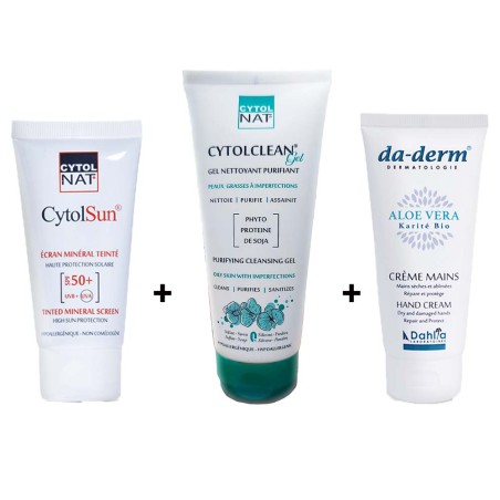 Pack CytolNat - Gel nettoyant CytolClean 175 ml + Ecran Minéral teinté + Daderm mains 100 ml