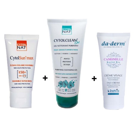 Pack CytolNat - Gel nettoyant CytolClean 175 ml + Ecran cytolsun max invisible + Da-derm visage 100ml