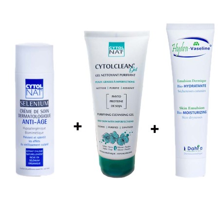 Pack CytolNat - Gel nettoyant CytolClean 150 ml + Cytol Selenium 50 ml + Hydra vaseline 100 ml