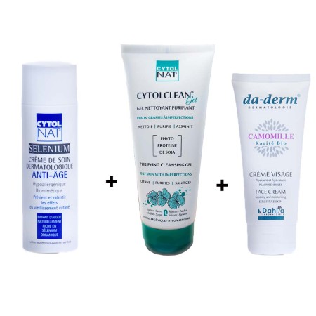 Pack CytolNat - Gel nettoyant CytolClean 150 ml + Cytol Selenium 50 ml + Da-derm visage 100 ml