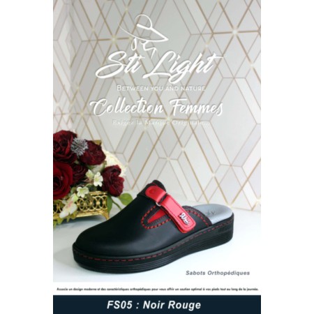 Sabot orthopédique - femme - noir rouge FS05