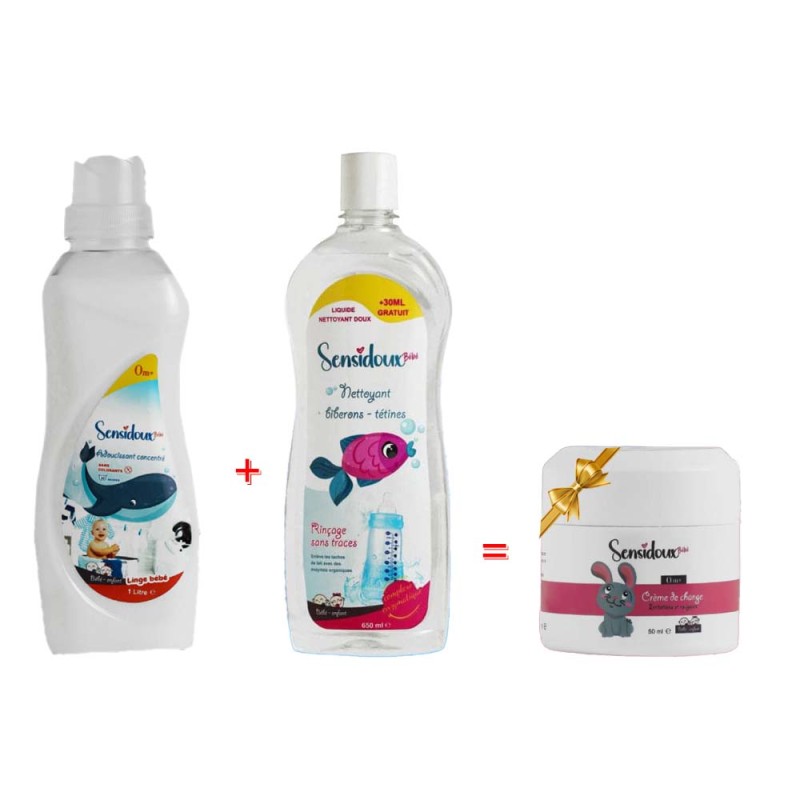 SENSIDOUX PACK NETTOYAGE LINGE ET VAISELLE + CREME DE CHANGE OFFERT