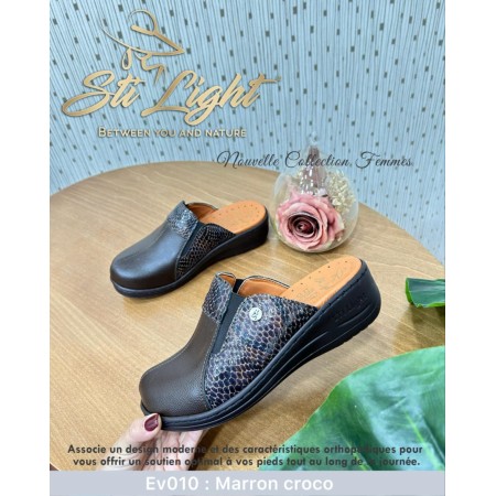 STI Sabot orthopédique - femme - marron croco EV10