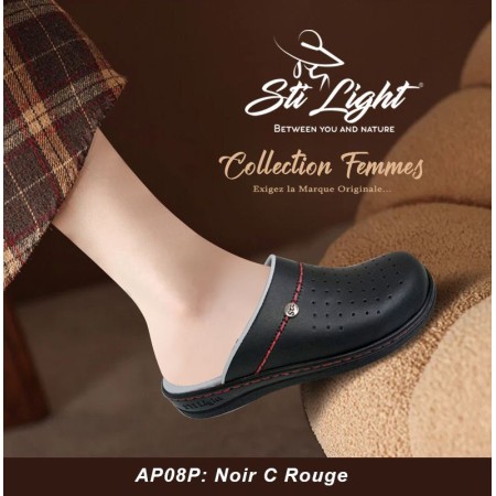 sabot orthopédique - femme - Noir - rouge