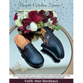 Sabot orthopédique - femme - noir bordeaux FS05