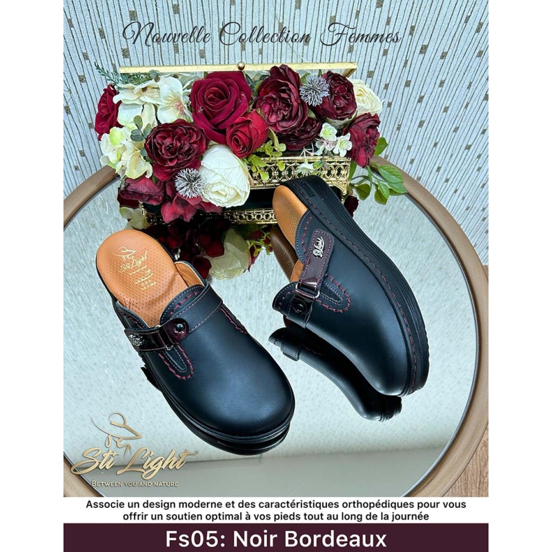 Sabot orthopédique - femme - noir bordeaux FS05