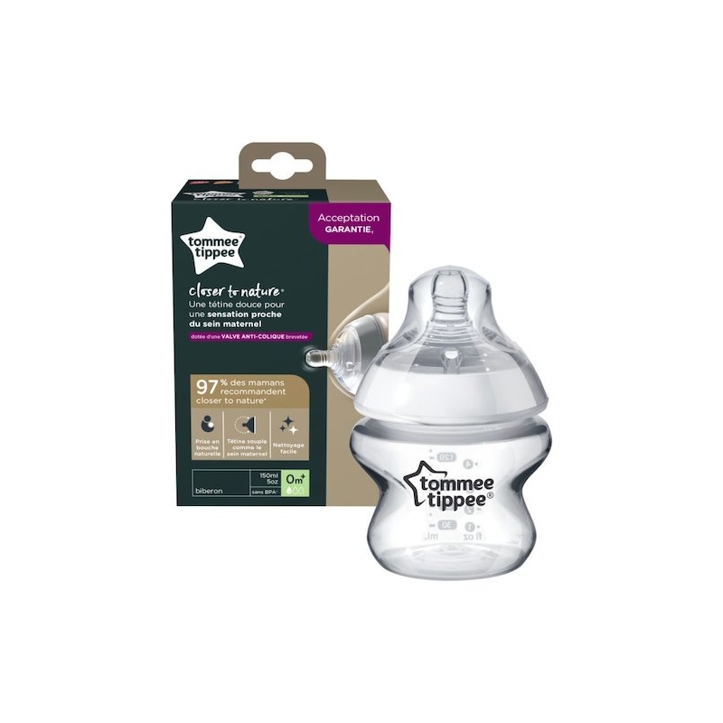 TOMMEE TIPPEE CLOSER TO NATURE BIBERON BLANC 0M+ 150ML