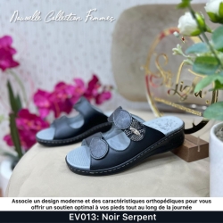 Claquette orthopédique - femme NOIR SERPENT ev013