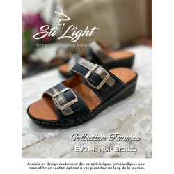 Claquette orthopédique - femme NOIR BRONZE ev014