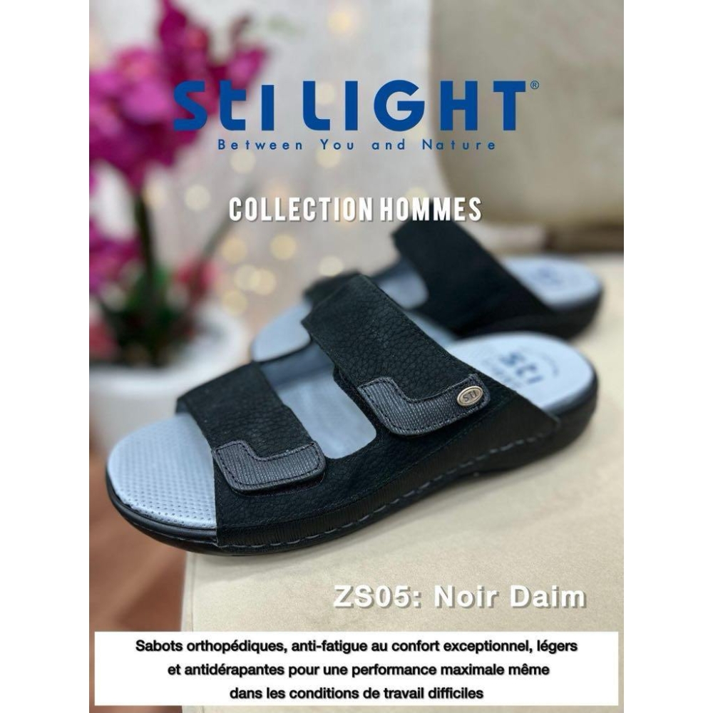 Claquette orthopédique - homme - noir daim zs05
