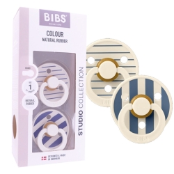 BIBS 02 SUCETTES NATURAL RUBBER IVORY STEEL BLUE MIX SIZE 1