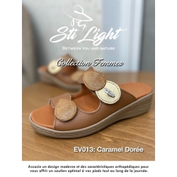 Claquette orthopédique - femme caramel doré ev013