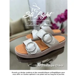 Claquette orthopédique - femme -taupe doré