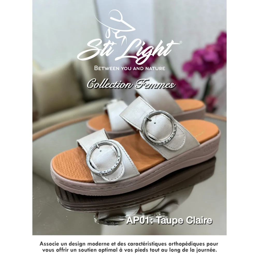 Claquette orthopédique - femme -taupe doré