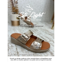 Claquette orthopédique - femme bronze doré ev014