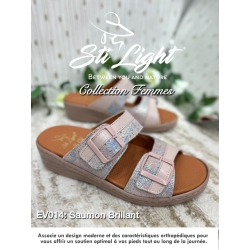 Claquette orthopédique - femme saumon brillant ev014