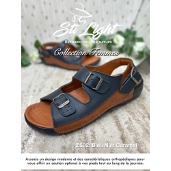 Sandale orthopédique ZS - Homme - bleu nuit caramel