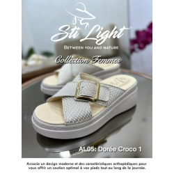 Claquette orthopédique - femme - dorée croco al05