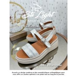 Sandale orthopédique - femme -beige dorée- al09