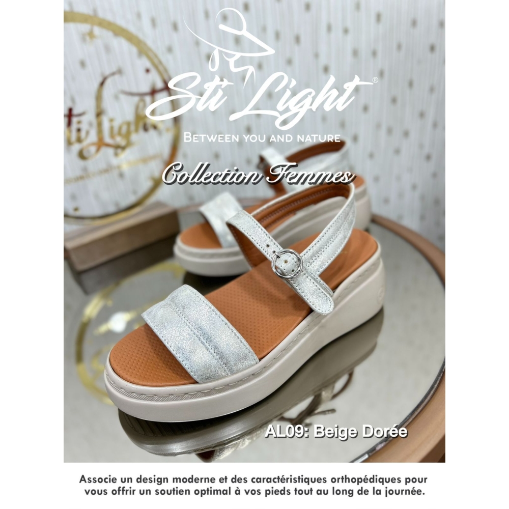 Sandale orthopédique - femme -beige dorée- al09