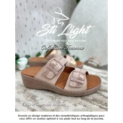 Claquette orthopédique - femme saumon brillant 2 ev014