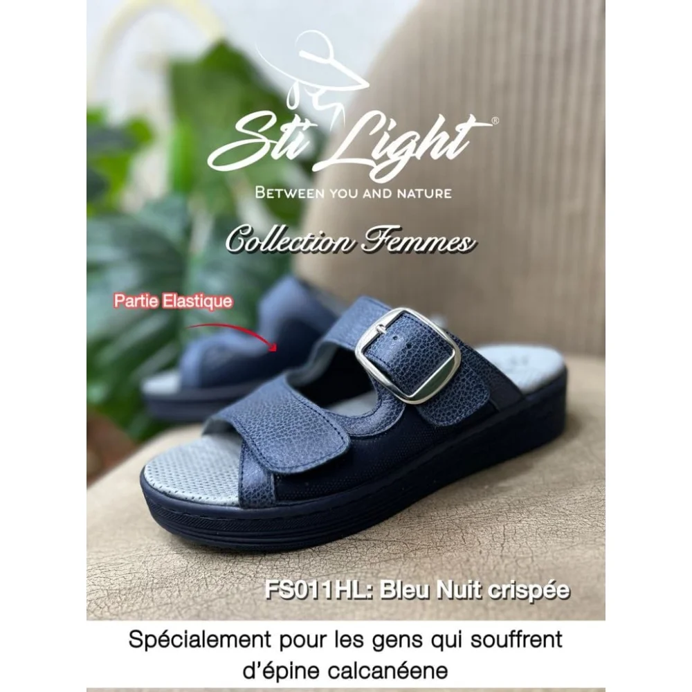 Claquette orthopédique - femme - bleu nuit crispée FS011 Claquette orthopédique - femme - bleu nuit crispée FS011