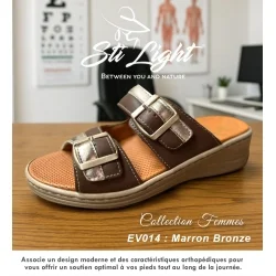 Claquette orthopédique - femme MARRON BRONZE ev014