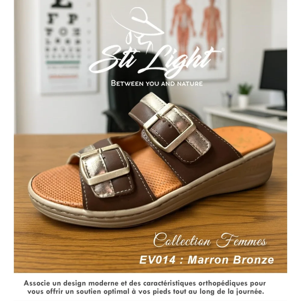 Claquette orthopédique - femme MARRON BRONZE ev014 Claquette orthopédique - femme MARRON BRONZE ev014