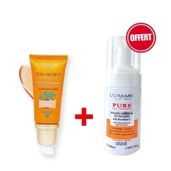Pack L'Oramel écran solaire SPF50+ teinté Perle - 40ml + Mousse nettoyante Vitamine C - 100ml offerte