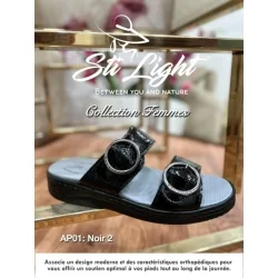 Claquette orthopédique - femme - NOIR2 ap01