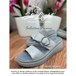 Claquette orthopédique - femme - argent AL03