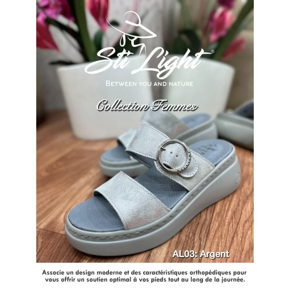 Claquette orthopédique - femme - argent AL03