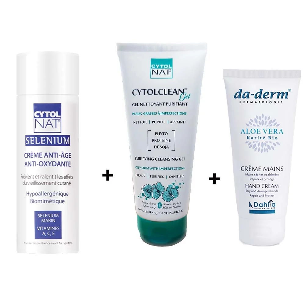 Pack CytolNat - Gel nettoyant CytolClean 150 ml + Cytol Selenium 50 ml + Da-derm mains 100 ml