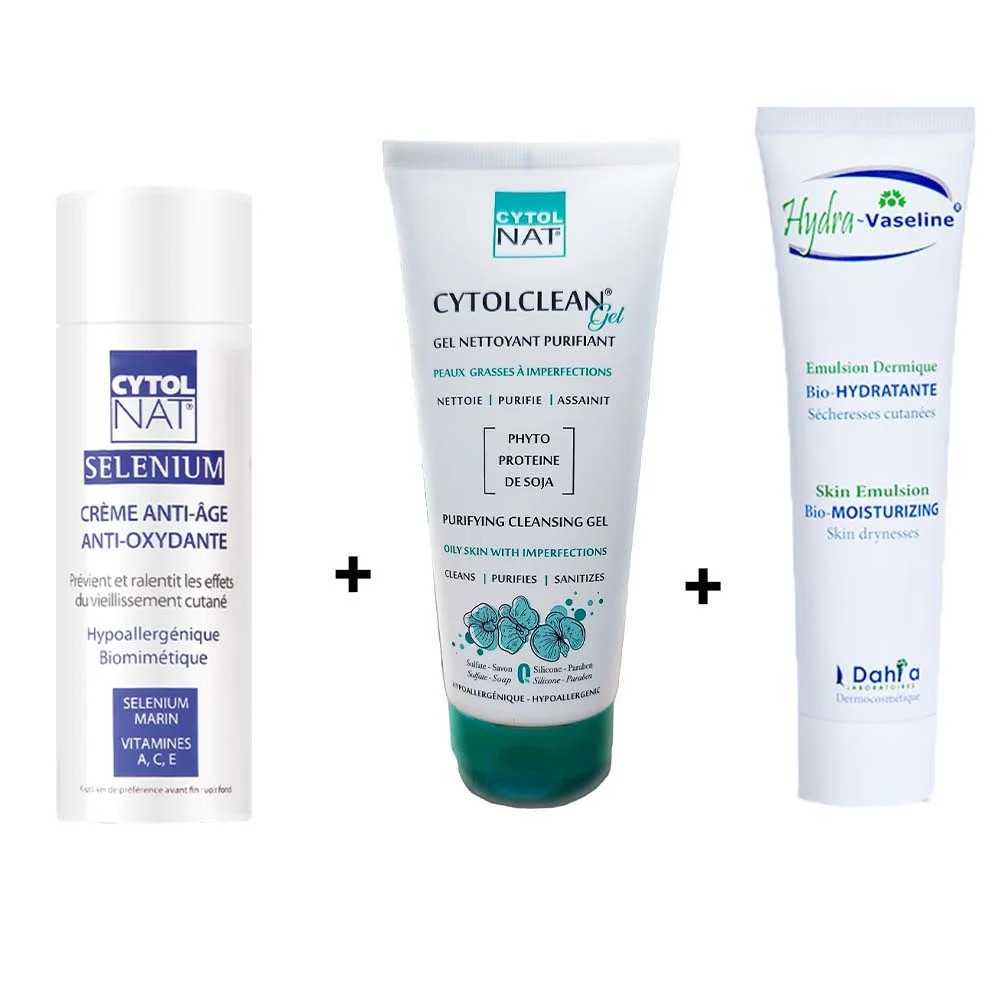 Pack CytolNat - Gel nettoyant CytolClean 150 ml + Cytol Selenium 50 ml + Hydra vaseline 100 ml