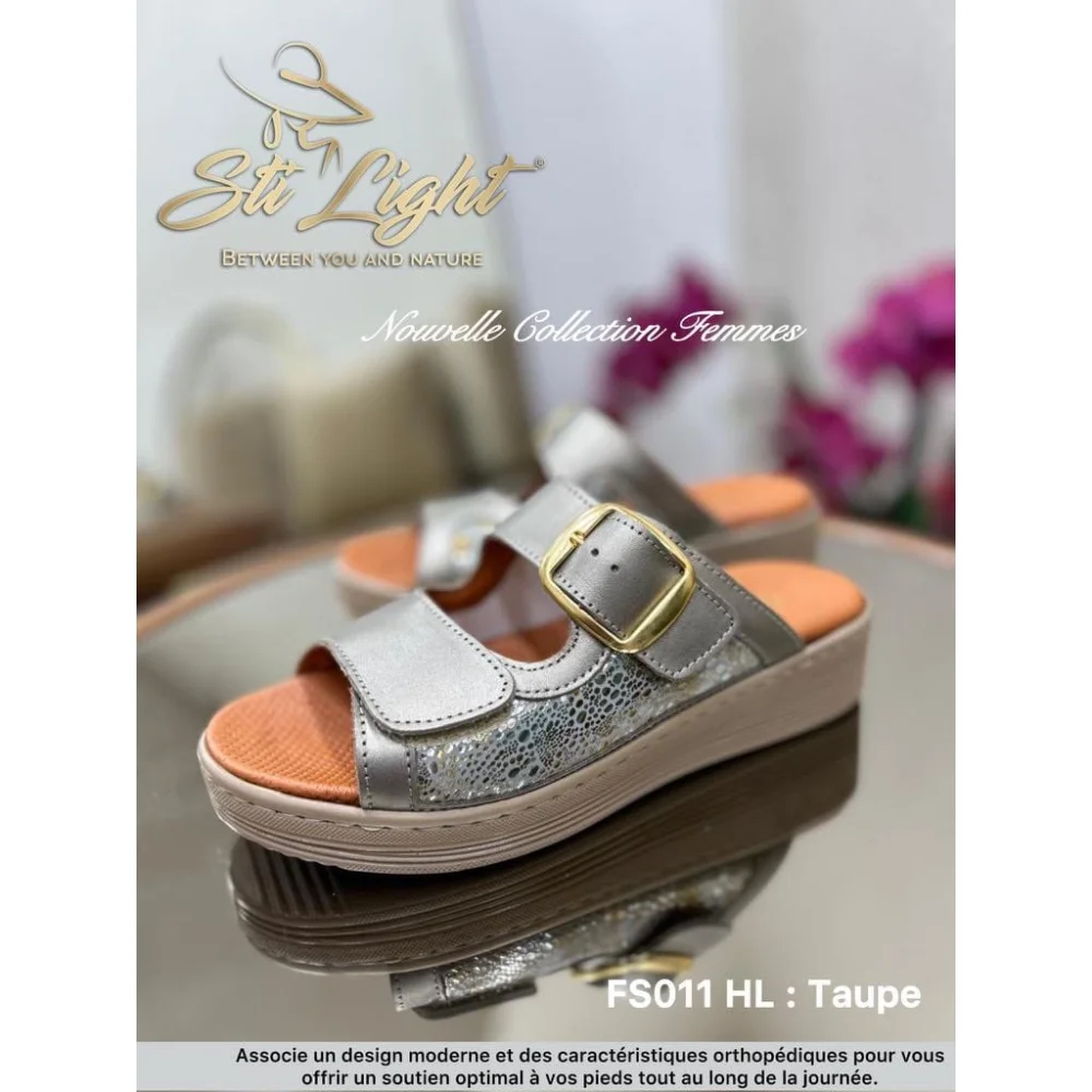 Claquette orthopédique - femme - taupe FS011 Claquette orthopédique - femme - taupe FS011