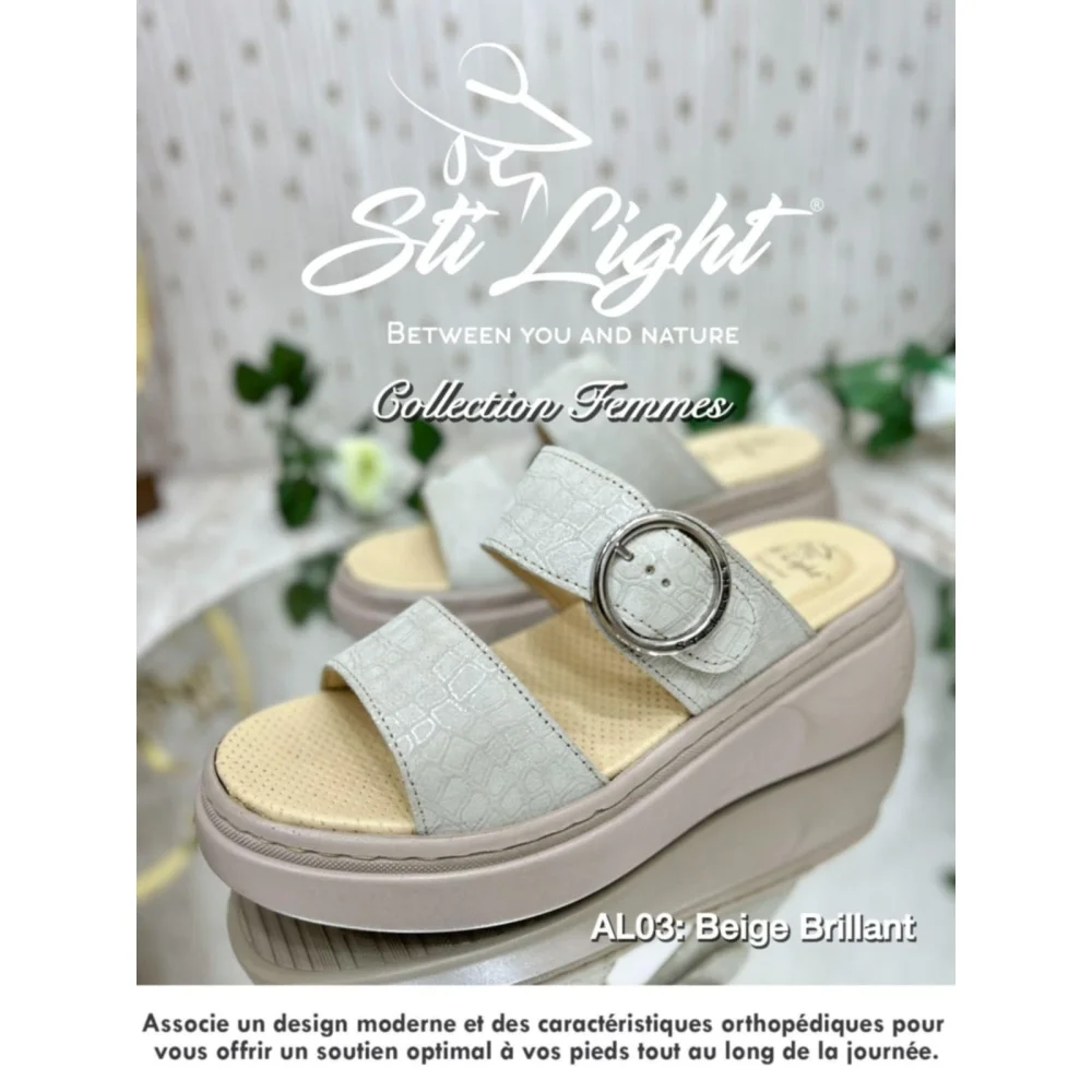 Claquette orthopédique - femme - BEIGE BRILLIANT al03 Claquette orthopédique - femme - BEIGE BRILLIANT al03